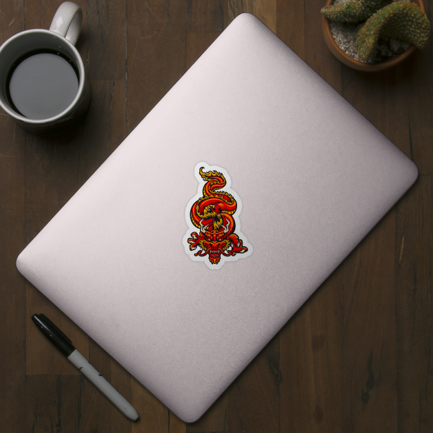 Retro Japanese Dragon by SLAG_Creative